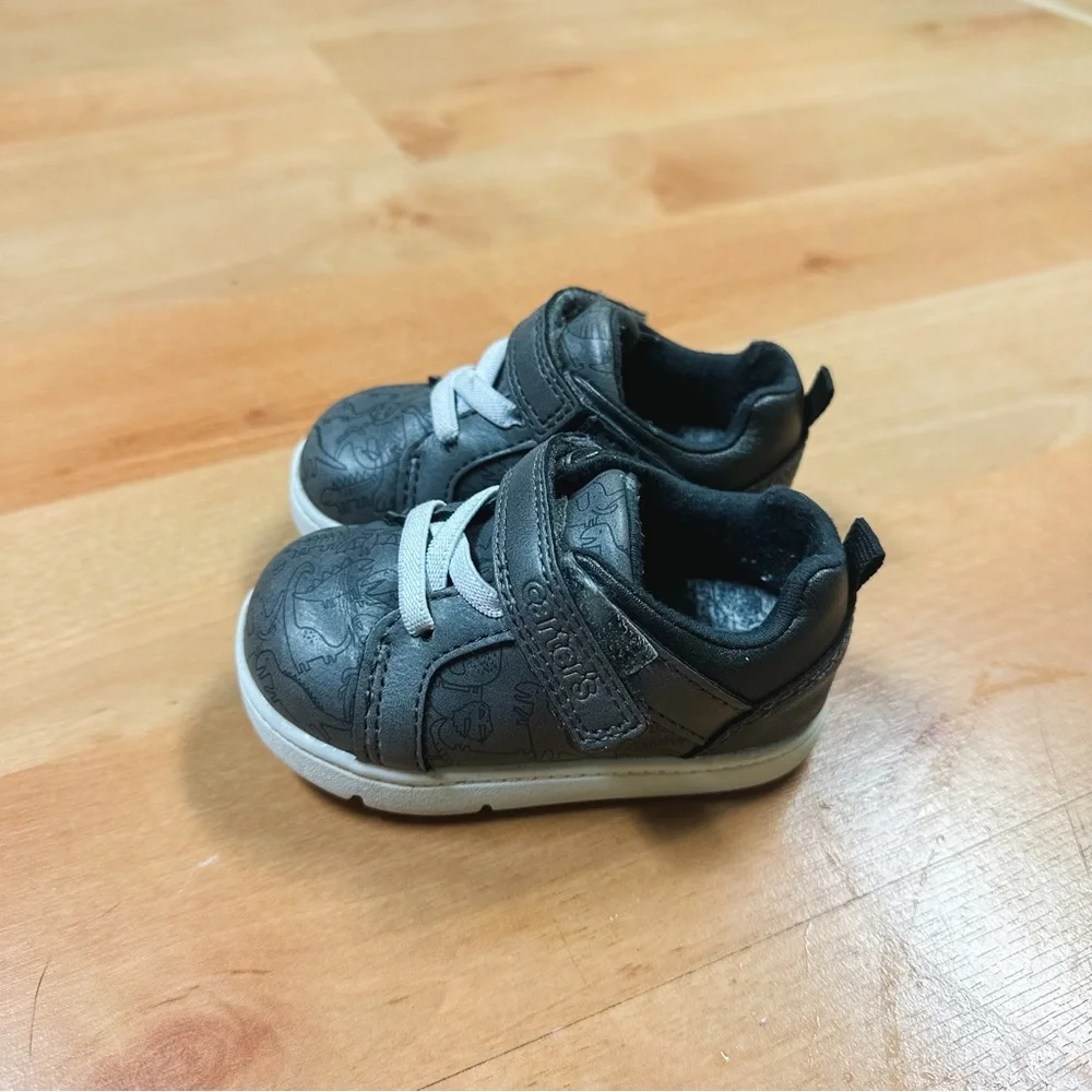 Carter's Gray Dinosaur Print Asher Sneaker Toddler Boys Size 4